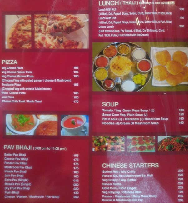Sai Krupa Veg Restaurant menu