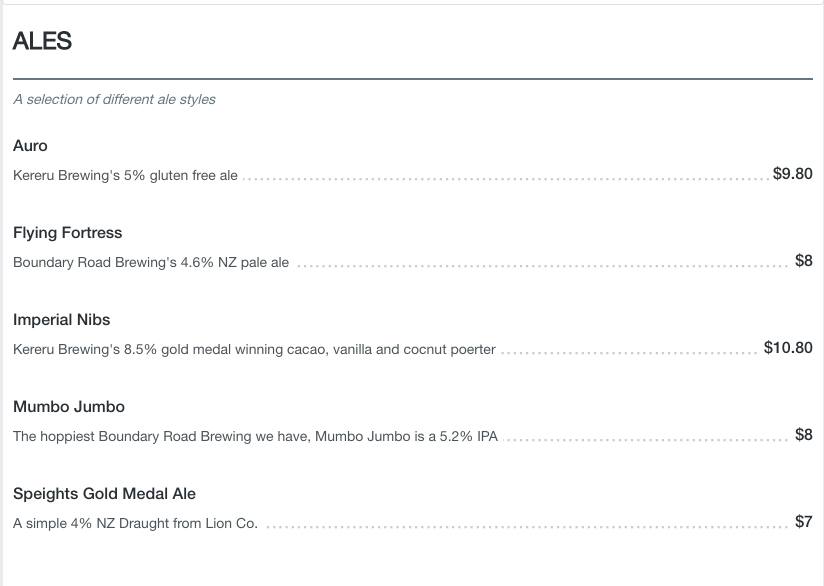 Elevation menu