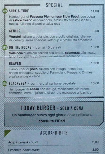 Menu di Ham Holy Burger - Milano, via Marghera 