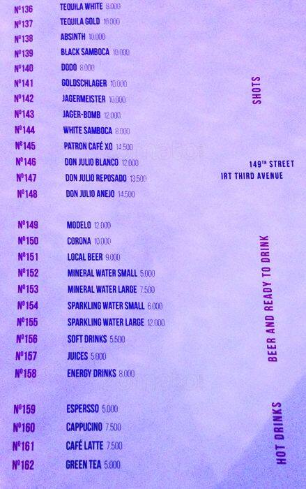 Bronx menu