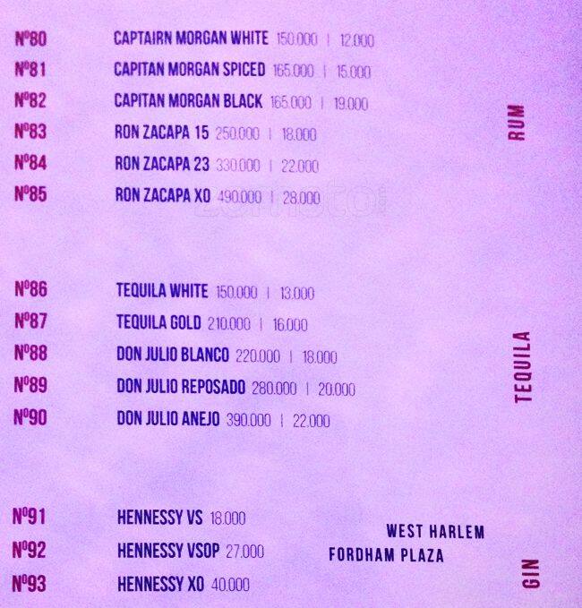 Bronx menu