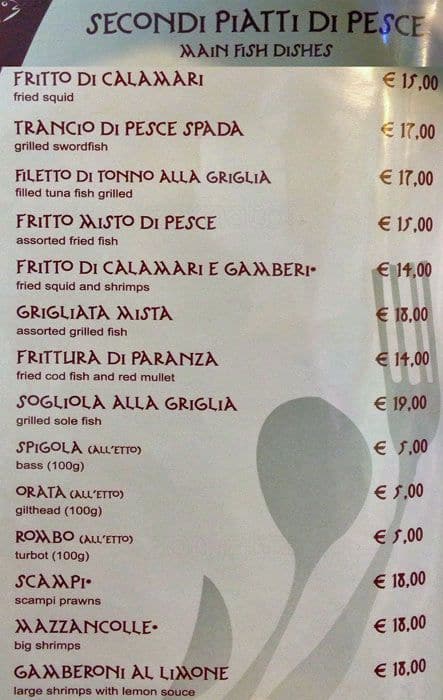 Menu di Da Enrico 