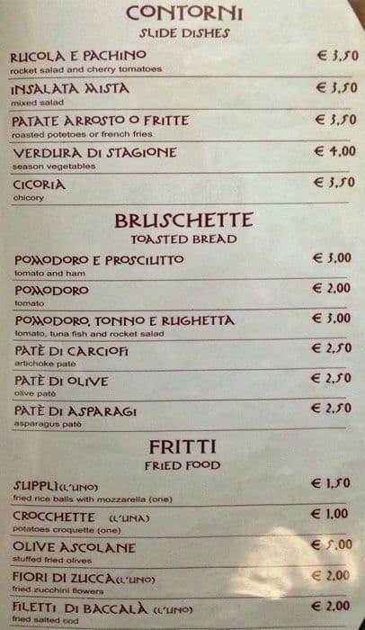 Menu di Da Enrico 