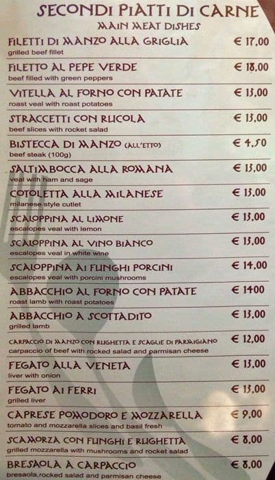 Menu di Da Enrico 