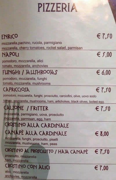 Menu di Da Enrico 