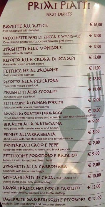 Menu di Da Enrico 