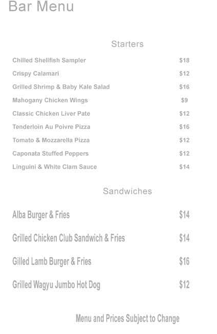 alba quincy thanksiving menu
