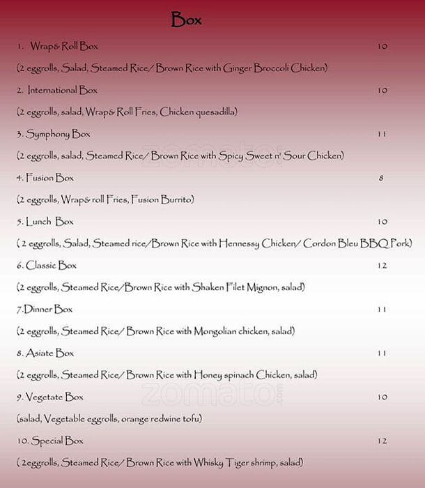 Menu at Wrap & Roll restaurant, Pearland