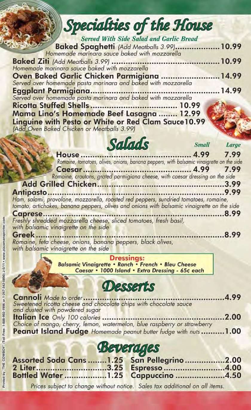 Pizza Lino Menu, Menu for Pizza Lino, Palm Beach, Miami Urbanspoon/Zomato