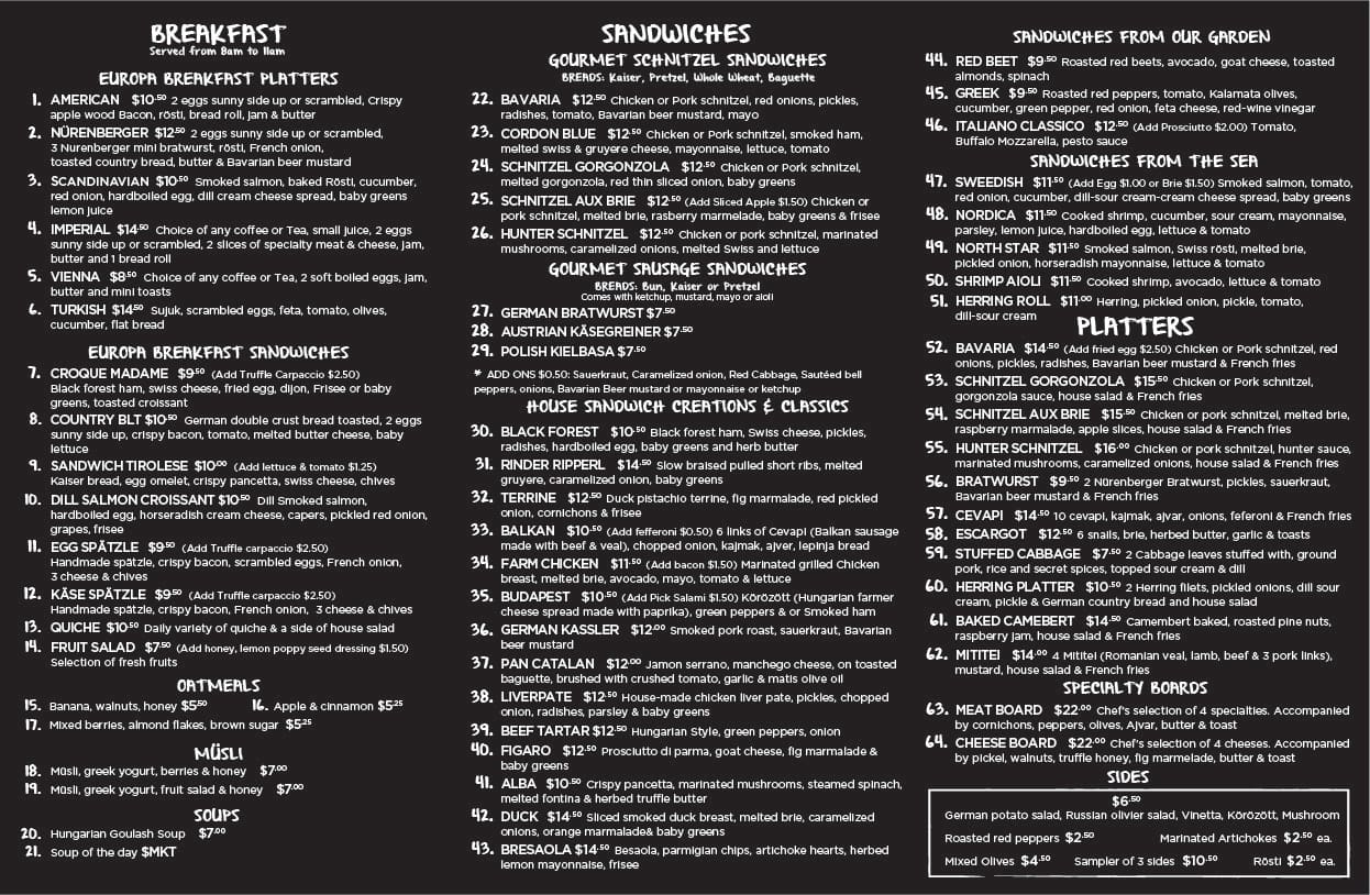 Europa Delicatessen & Gourmet Market Menu - Urbanspoon/Zomato