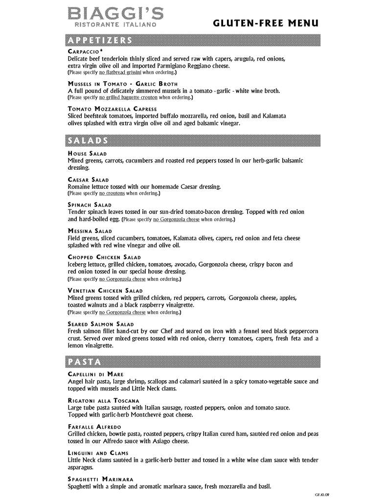 Biaggi's Ristorante Italiano Menu Urbanspoon/Zomato