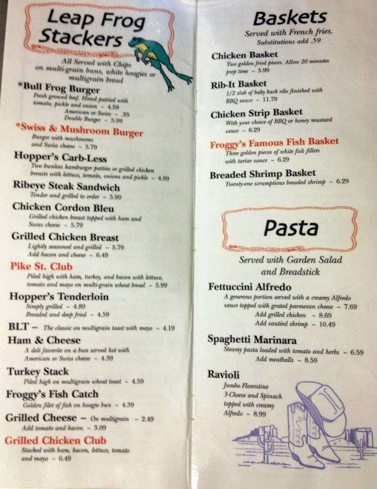 Menu at Hoppers Pike Street pub & bar, Goshen