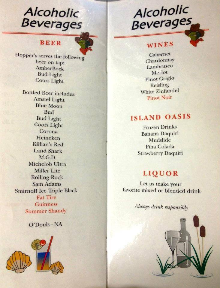 Menu at Hoppers Pike Street pub & bar, Goshen