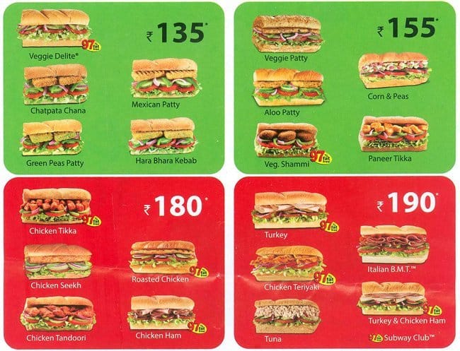 Subway Menu, Menu for Subway, Powai, Mumbai - Zomato