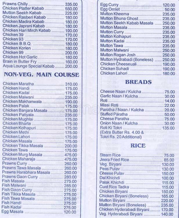 Menu at Kafe Aqua Lounge, Thane, Vasant Vihar Club House Ground Floor ...