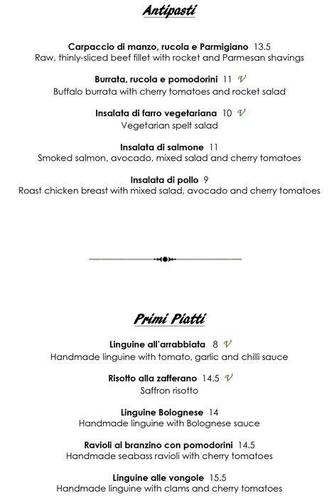 Stuzzico Ristorante menu