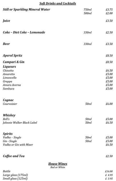 Stuzzico Ristorante menu