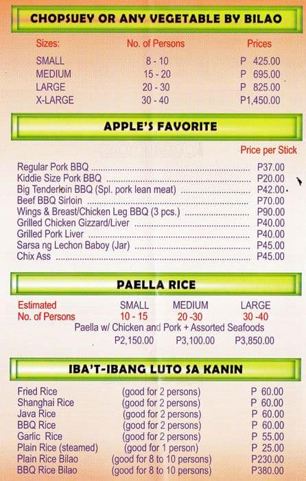 Menu at Aling Nene restaurant, Taguig, GF