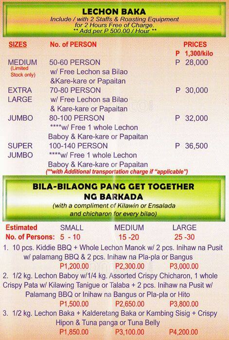 Menu at Aling Nene restaurant, Taguig, GF