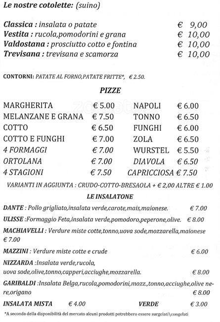 Menu di Taverna Gasparotto 