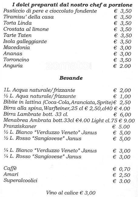 Menu di Taverna Gasparotto 