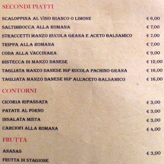 Menu de Osteria Ancora Qua