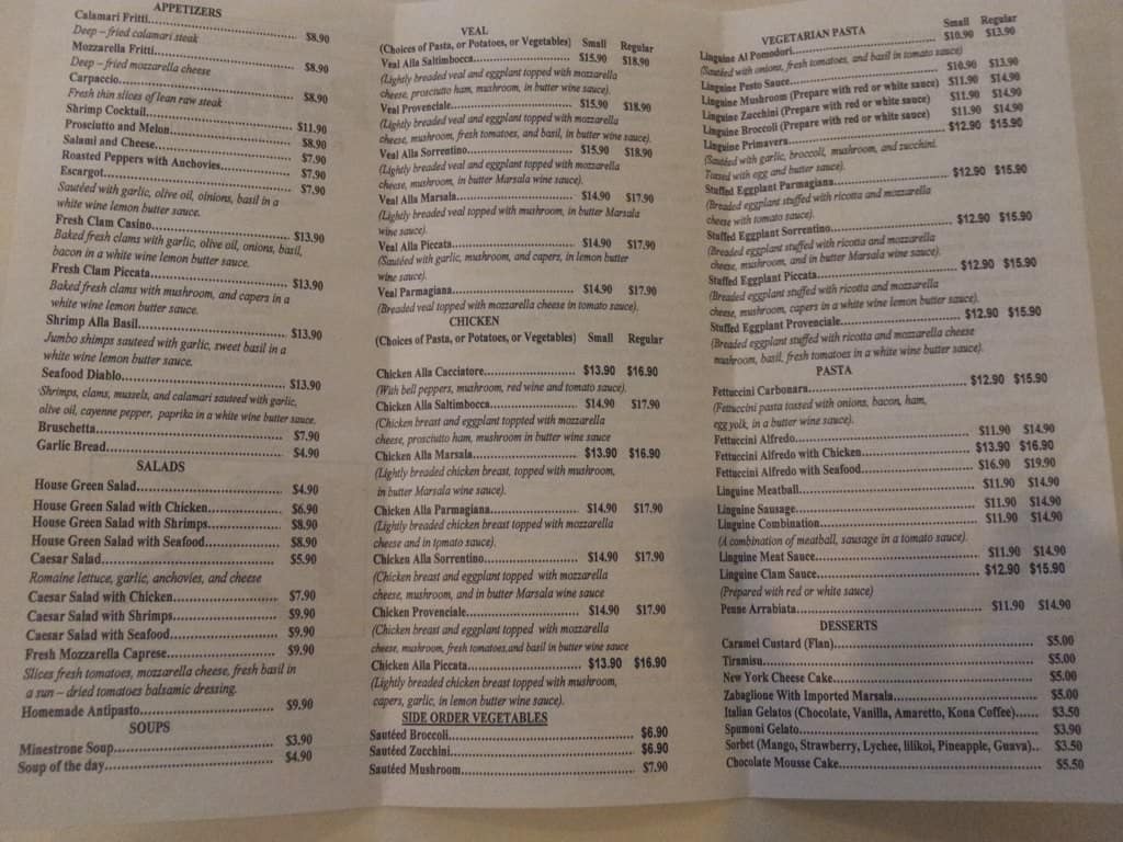 Palazzo Ristorante Italiano Menu Urbanspoon/Zomato