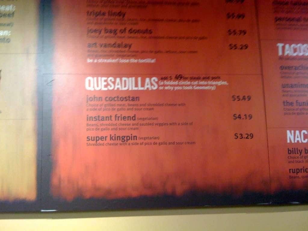 Moe's Southwest Grill Menu - Urbanspoon/Zomato