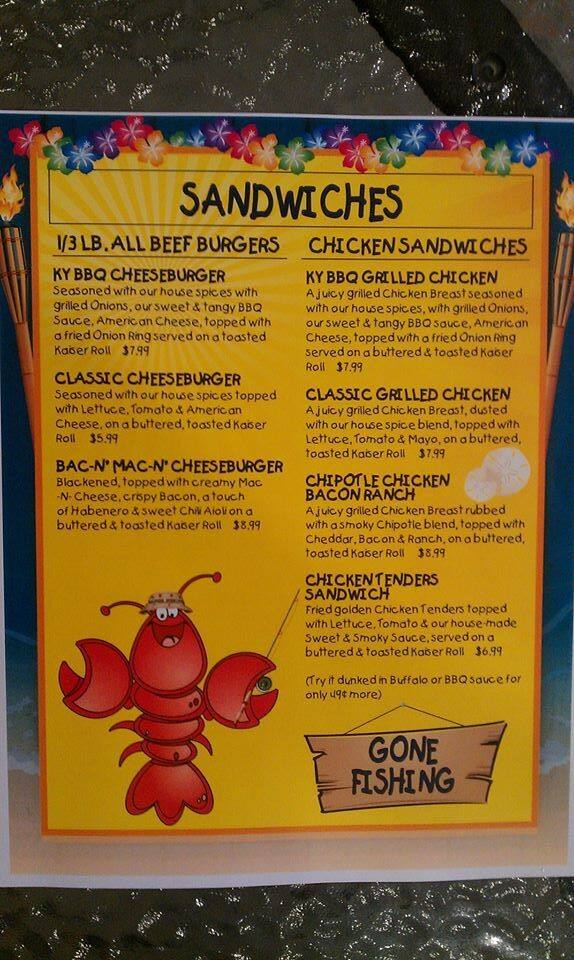 Menu at Catfish Willy's restaurant, Owensboro