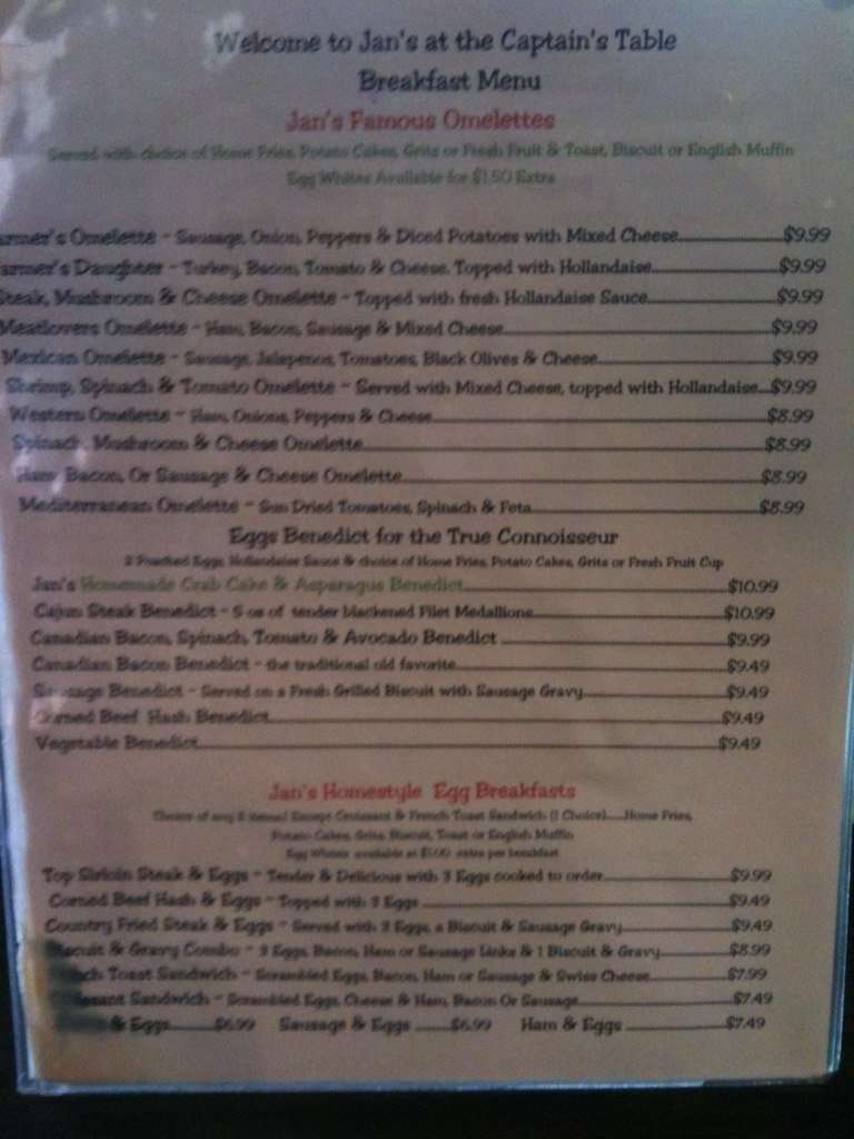 Menu at Jan's Place Restaurant and Bakery, Jensen Beach, NE Jensen