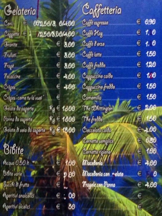 Menu di Gelateria Golden Ice 