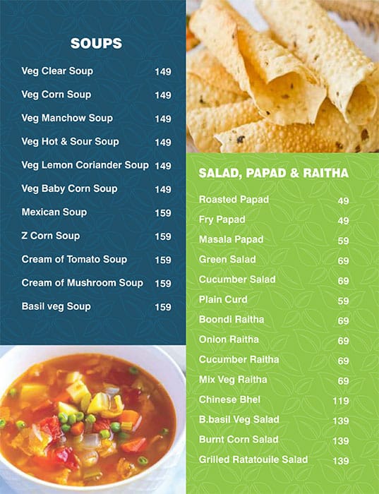 Menu of A Bleu Basil A Veg Affair Himayath Nagar Hyderabad