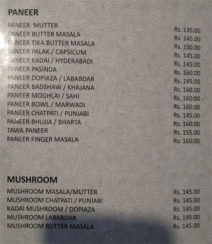 Truptee Veg Restaurant menu