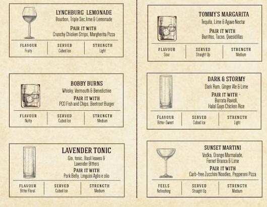 PCO Bar menu