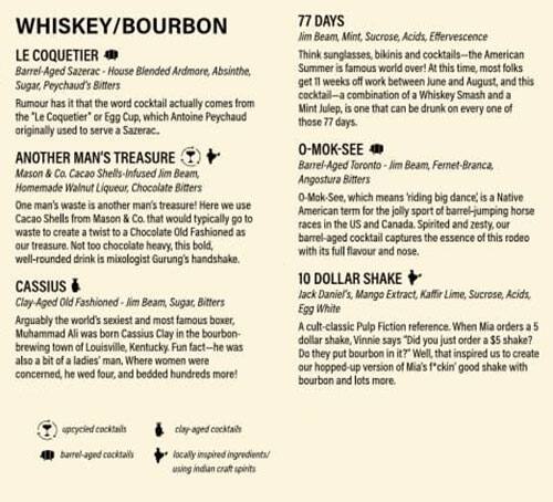 PCO Bar menu
