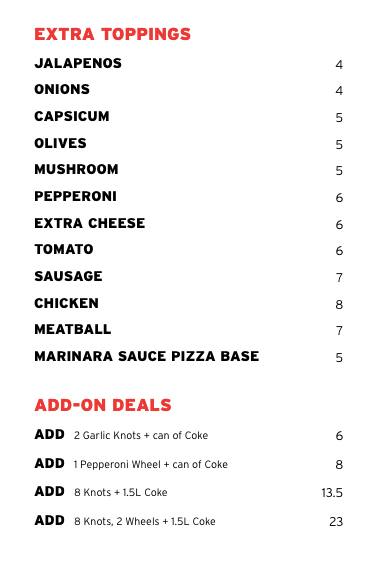 Sal's menu
