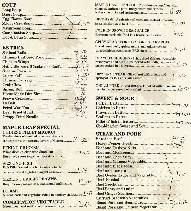 maple leaf diner menu