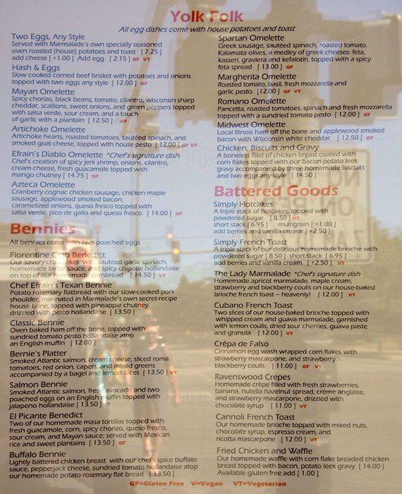 Marmalade Menu, Menu for Marmalade, North Center, Chicago Urbanspoon