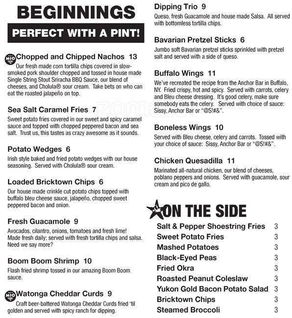 Bricktown Brewery Menu, Menu de Bricktown Brewery, Owasso, Tulsa