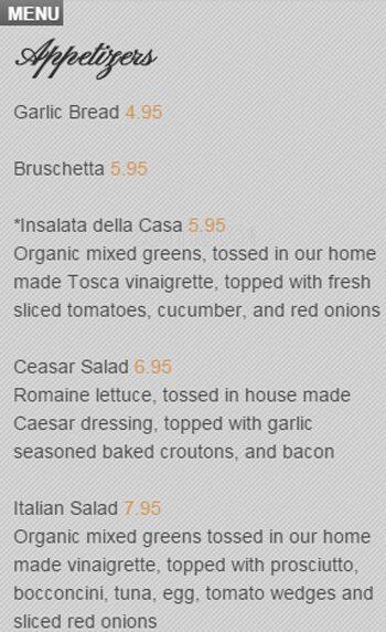 Atmosfera menu