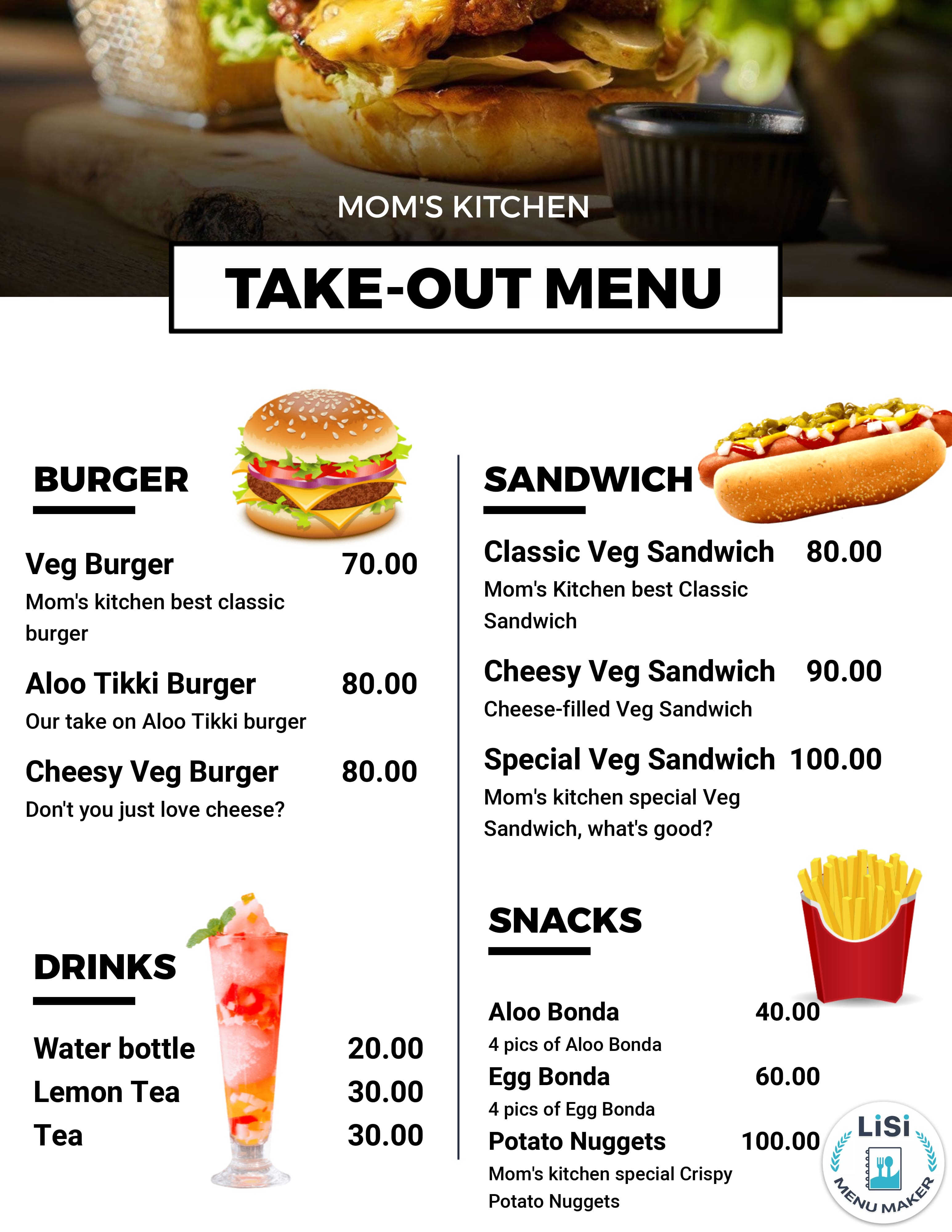 Menu of The Mom's Kitchen, Gachibowli, Hyderabad