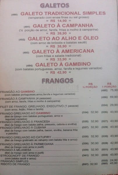 Boteco Gambino cardápio