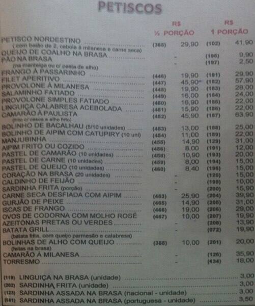 Boteco Gambino cardápio