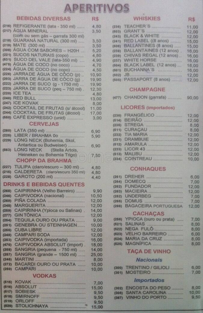 Boteco Gambino cardápio