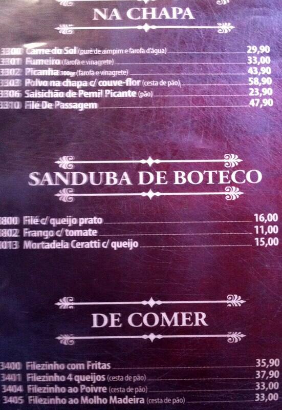 De Passagem Boteco cardápio