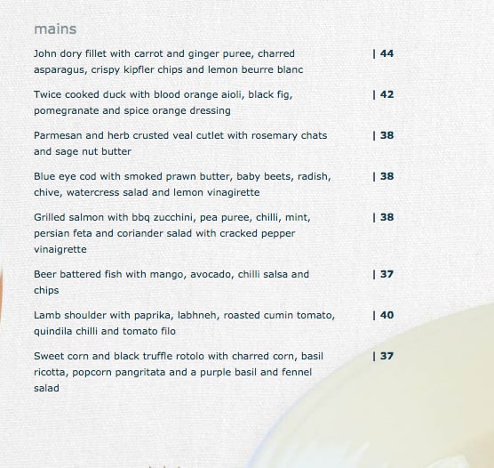 Menu at Summer Salt Restaurant, Cronulla, 66 Mitchell Rd