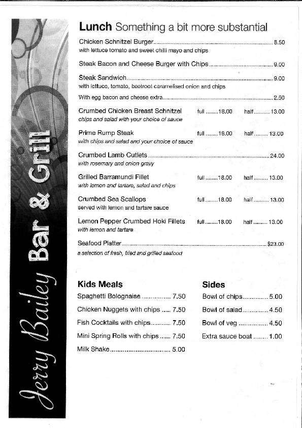 Menu at Shoalhaven Heads Bowling and Recreation Club, Shoalhaven Heads