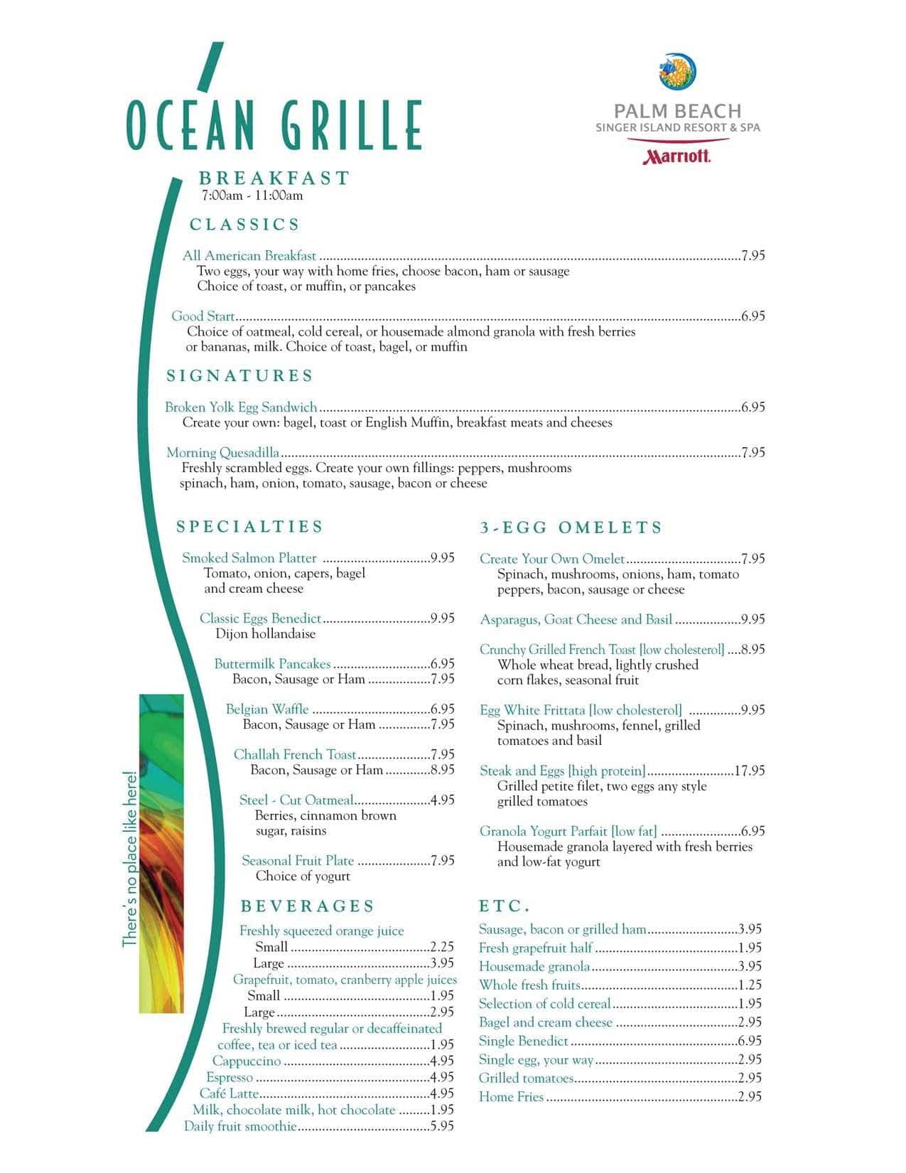 Ocean Grille Menu, Menu for Ocean Grille, Palm Beach, Miami