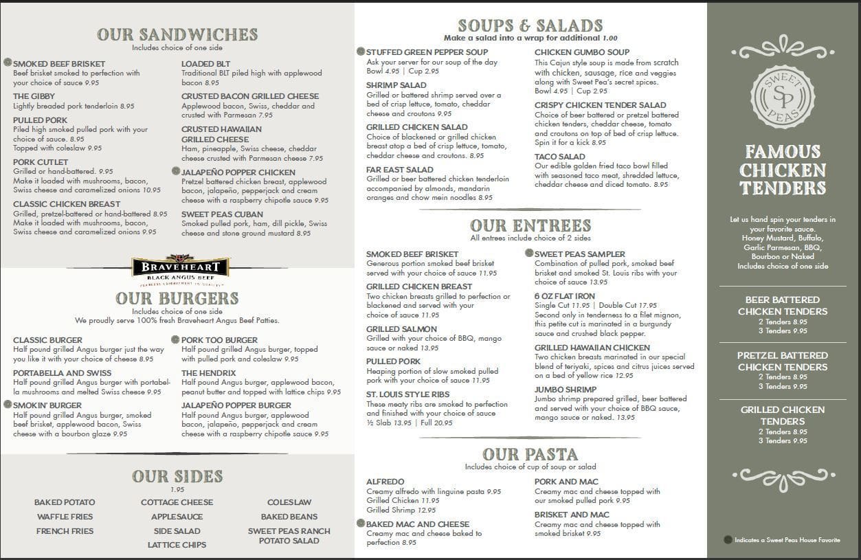 Sweet Peas Grill & Bar Menu, Menu for Sweet Peas Grill & Bar, Geneseo ...