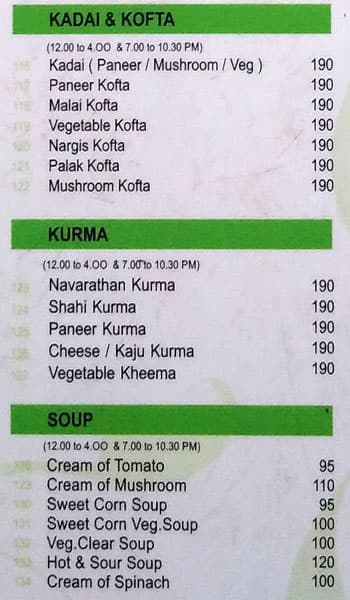 Woodys menu